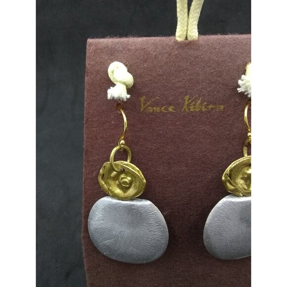 Vance Kitira Jewelry Dangling Earrings silver Metal Amulet Natural gold Floral - Picture 10 of 12